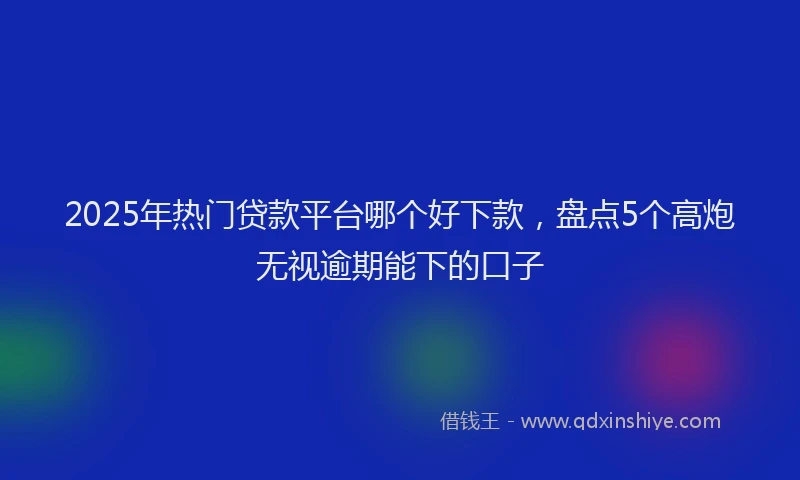 2025年热门贷款平台哪个好下款，盘点5个高炮无视逾期能下的口子