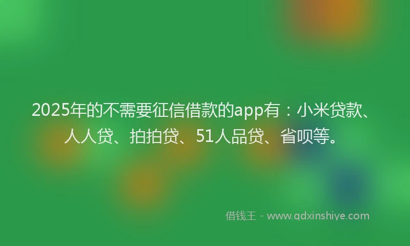 2025年的不需要征信借款的app有：小米贷款、人人贷、拍拍贷、51人品贷、省呗等。