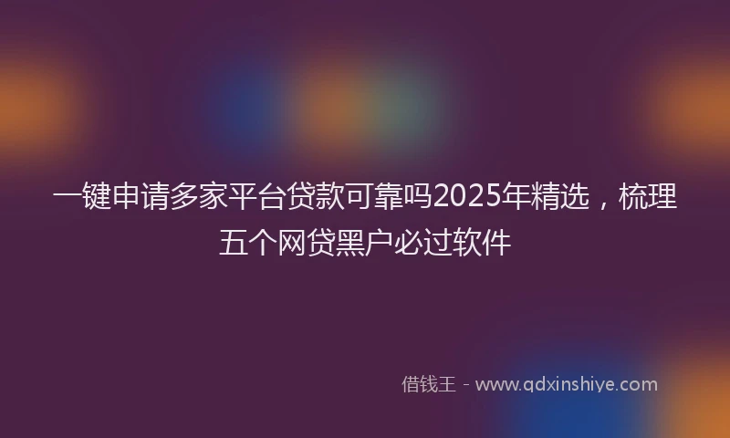 一键申请多家平台贷款可靠吗2025年精选，梳理五个网贷黑户必过软件