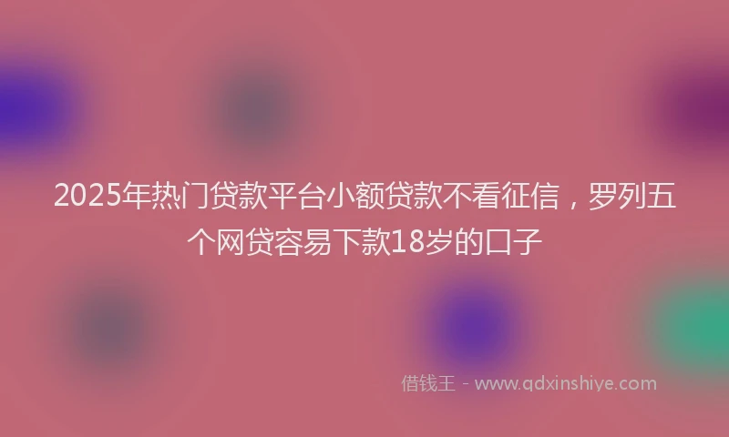 2025年热门贷款平台小额贷款不看征信，罗列五个网贷容易下款18岁的口子