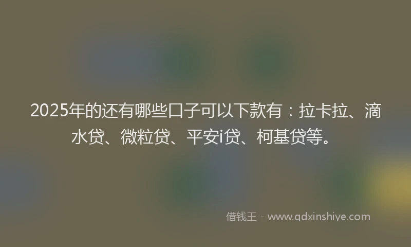 2025年的还有哪些口子可以下款有：拉卡拉、滴水贷、微粒贷、平安i贷、柯基贷等。