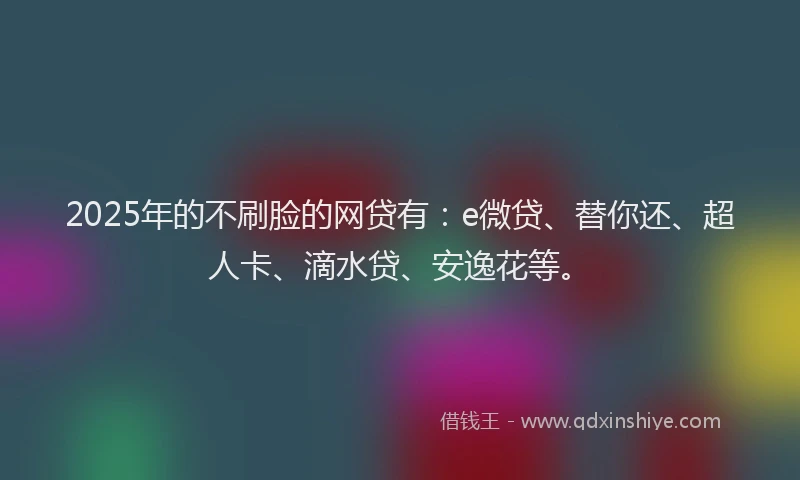 2025年的不刷脸的网贷有：e微贷、替你还、超人卡、滴水贷、安逸花等。