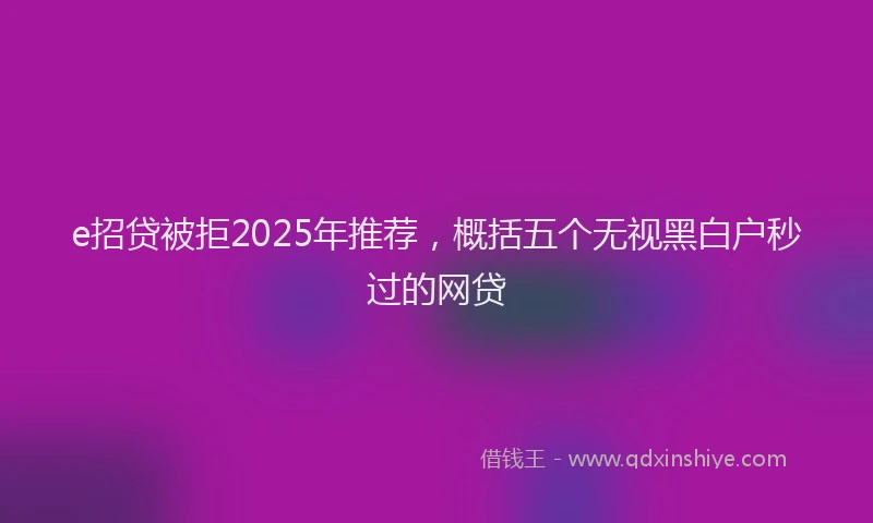 e招贷被拒2025年推荐，概括五个无视黑白户秒过的网贷