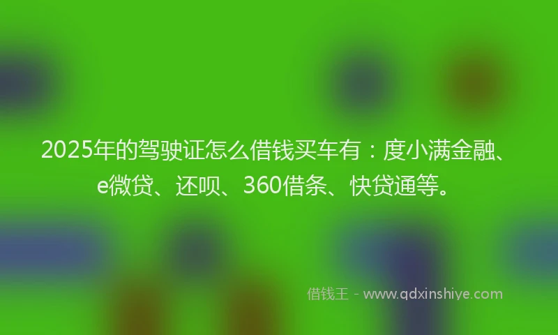 2025年的驾驶证怎么借钱买车有：度小满金融、e微贷、还呗、360借条、快贷通等。