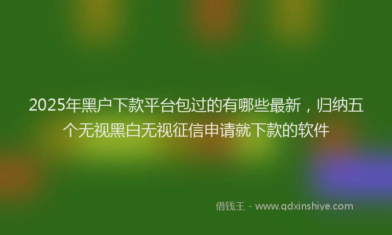 2025年黑户下款平台包过的有哪些最新，归纳五个无视黑白无视征信申请就下款的软件