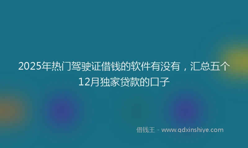 2025年热门驾驶证借钱的软件有没有，汇总五个12月独家贷款的口子