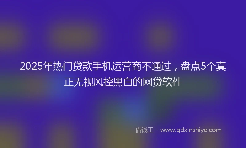 2025年热门贷款手机运营商不通过，盘点5个真正无视风控黑白的网贷软件