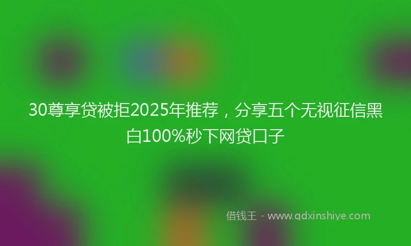 30尊享贷被拒2025年推荐，分享五个无视征信黑白100%秒下网贷口子