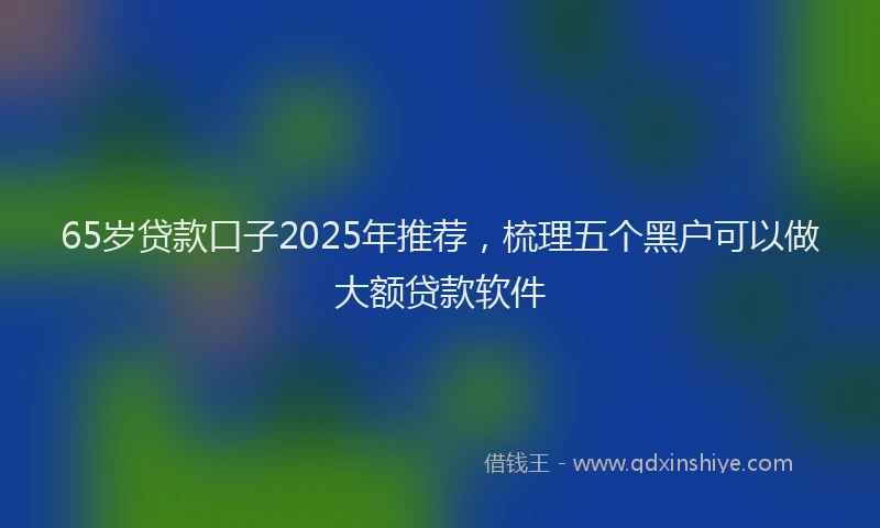 65岁贷款口子2025年推荐，梳理五个黑户可以做大额贷款软件