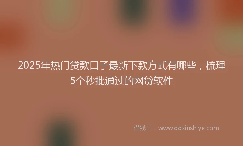 2025年热门贷款口子最新下款方式有哪些，梳理5个秒批通过的网贷软件