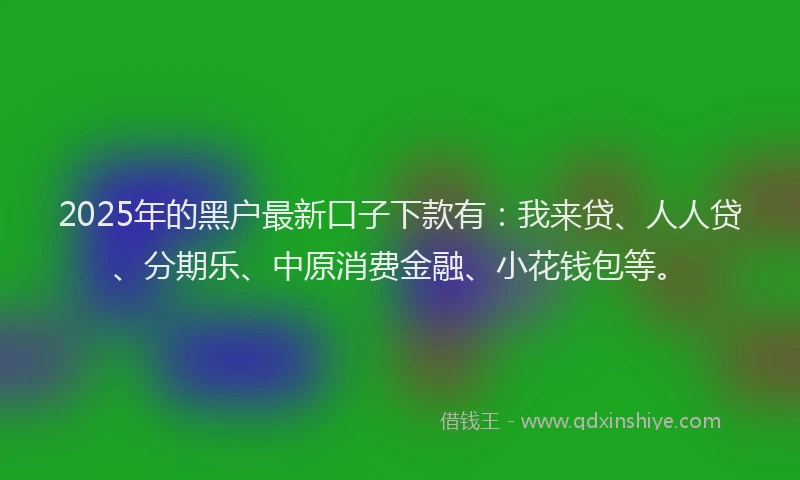 2025年的黑户最新口子下款有：我来贷、人人贷、分期乐、中原消费金融、小花钱包等。