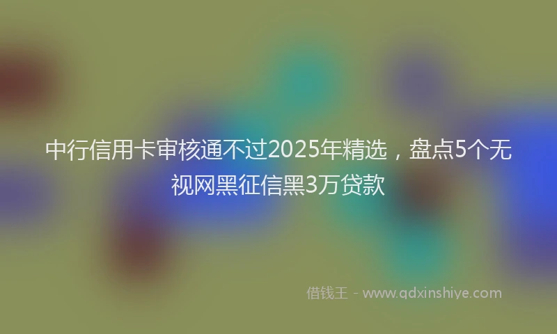 中行信用卡审核通不过2025年精选，盘点5个无视网黑征信黑3万贷款