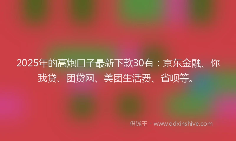 2025年的高炮口子最新下款30有：京东金融、你我贷、团贷网、美团生活费、省呗等。