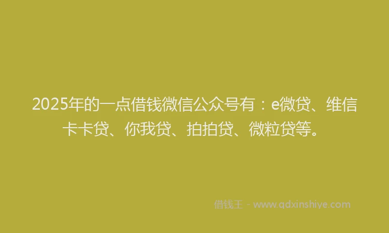 2025年的一点借钱微信公众号有：e微贷、维信卡卡贷、你我贷、拍拍贷、微粒贷等。