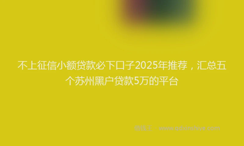 不上征信小额贷款必下口子2025年推荐，汇总五个苏州黑户贷款5万的平台
