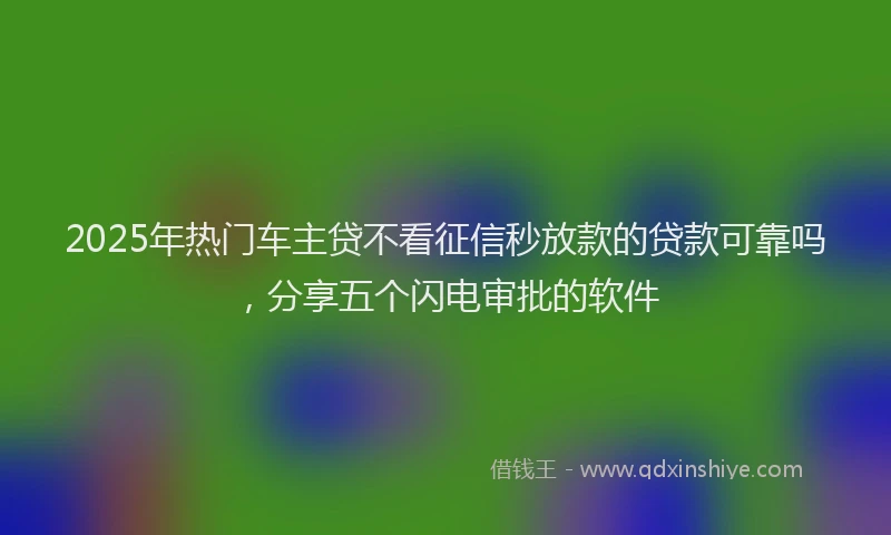 2025年热门车主贷不看征信秒放款的贷款可靠吗，分享五个闪电审批的软件