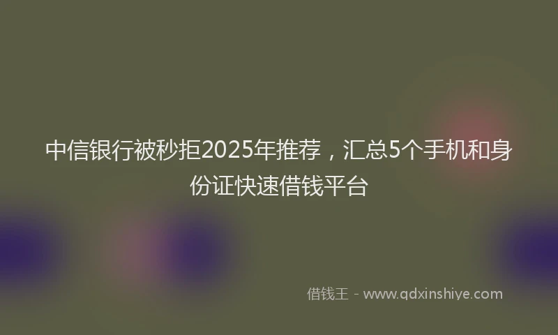 中信银行被秒拒2025年推荐，汇总5个手机和身份证快速借钱平台