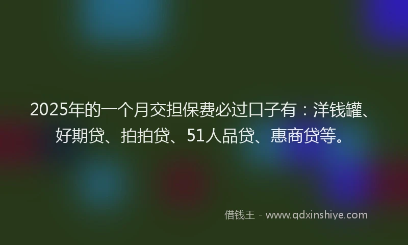 2025年的一个月交担保费必过口子有：洋钱罐、好期贷、拍拍贷、51人品贷、惠商贷等。
