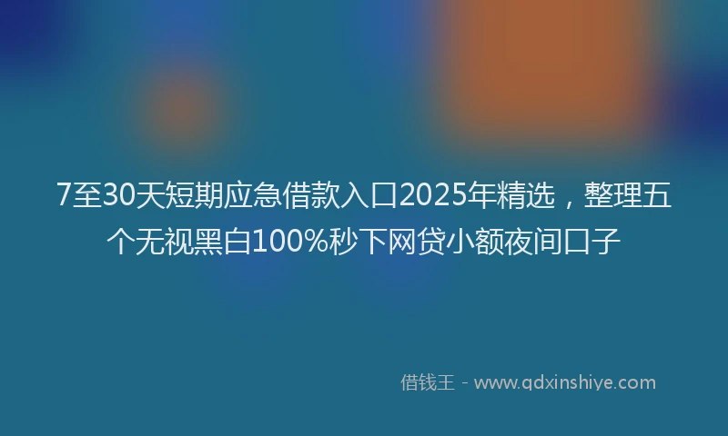 7至30天短期应急借款入口2025年精选，整理五个无视黑白100%秒下网贷小额夜间口子