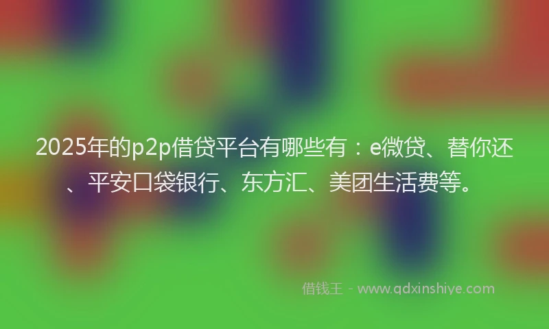 2025年的p2p借贷平台有哪些有：e微贷、替你还、平安口袋银行、东方汇、美团生活费等。