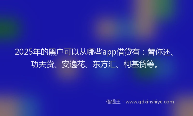 2025年的黑户可以从哪些app借贷有：替你还、功夫贷、安逸花、东方汇、柯基贷等。