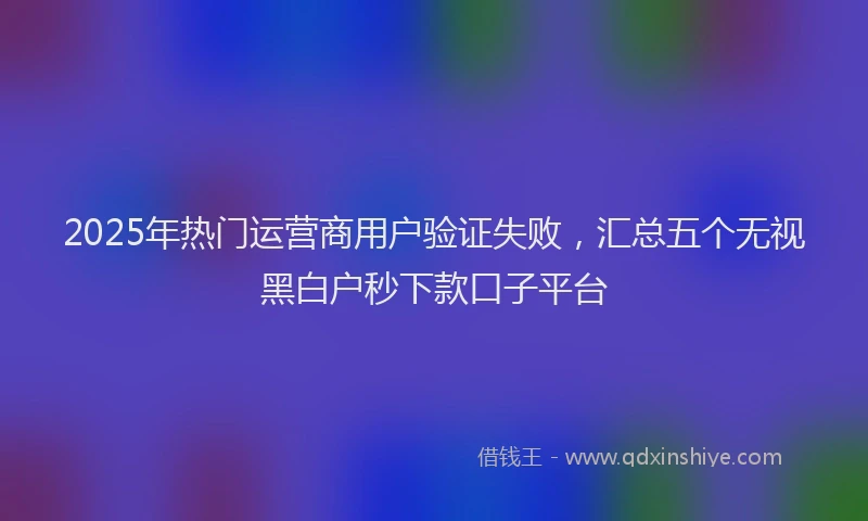 2025年热门运营商用户验证失败，汇总五个无视黑白户秒下款口子平台