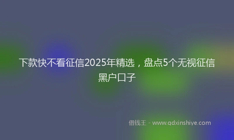 下款快不看征信2025年精选，盘点5个无视征信黑户口子