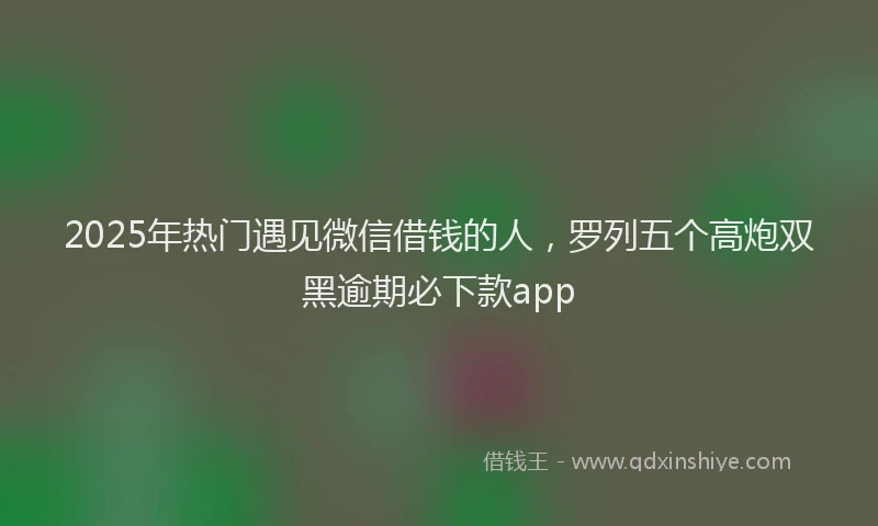 2025年热门遇见微信借钱的人，罗列五个高炮双黑逾期必下款app