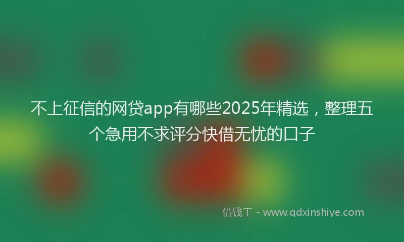 不上征信的网贷app有哪些2025年精选，整理五个急用不求评分快借无忧的口子