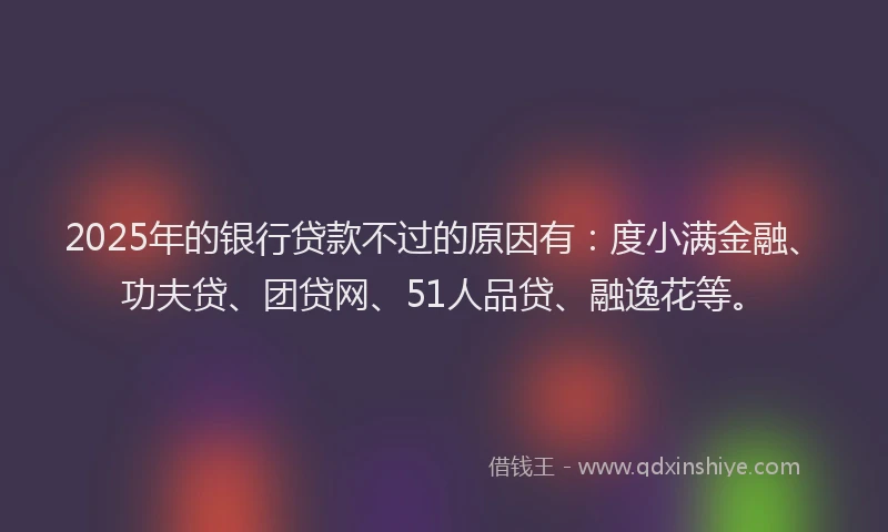 2025年的银行贷款不过的原因有：度小满金融、功夫贷、团贷网、51人品贷、融逸花等。