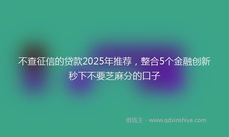 不查征信的贷款2025年推荐，整合5个金融创新秒下不要芝麻分的口子