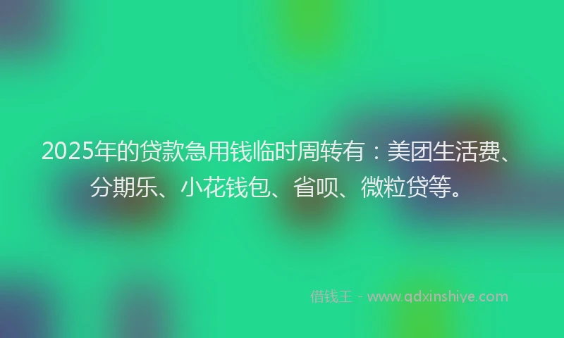 2025年的贷款急用钱临时周转有：美团生活费、分期乐、小花钱包、省呗、微粒贷等。