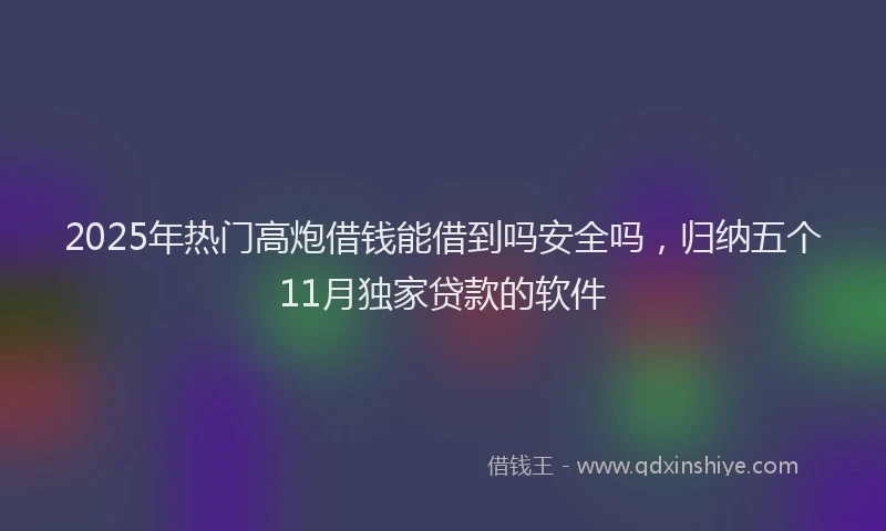 2025年热门高炮借钱能借到吗安全吗，归纳五个11月独家贷款的软件