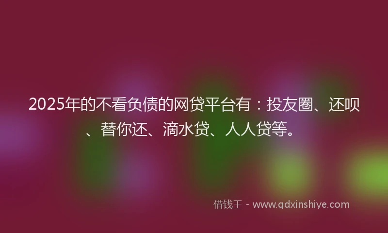 2025年的不看负债的网贷平台有：投友圈、还呗、替你还、滴水贷、人人贷等。