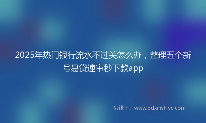2025年热门银行流水不过关怎么办，整理五个新号易贷速审秒下款app