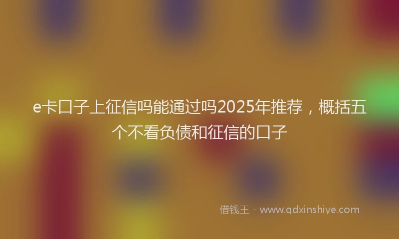 e卡口子上征信吗能通过吗2025年推荐，概括五个不看负债和征信的口子
