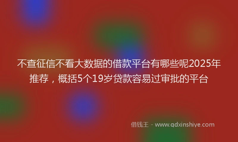 不查征信不看大数据的借款平台有哪些呢2025年推荐，概括5个19岁贷款容易过审批的平台