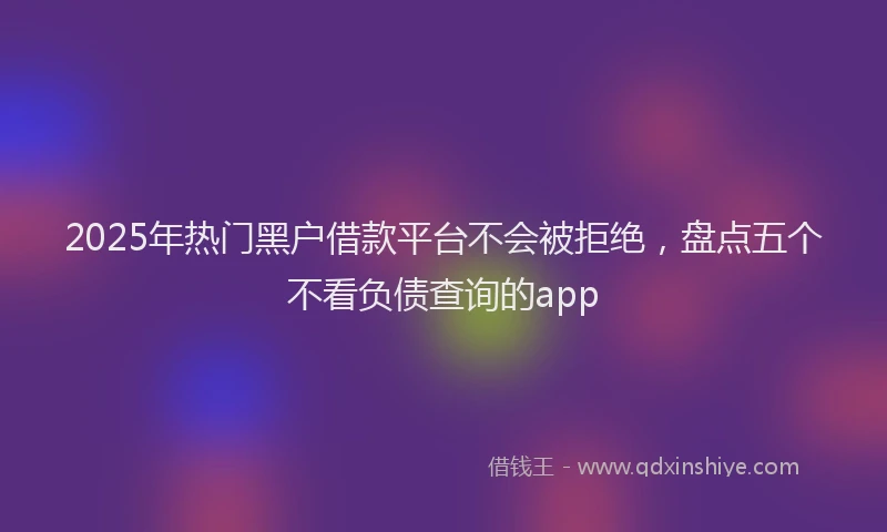 2025年热门黑户借款平台不会被拒绝，盘点五个不看负债查询的app