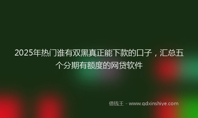 2025年热门谁有双黑真正能下款的口子，汇总五个分期有额度的网贷软件