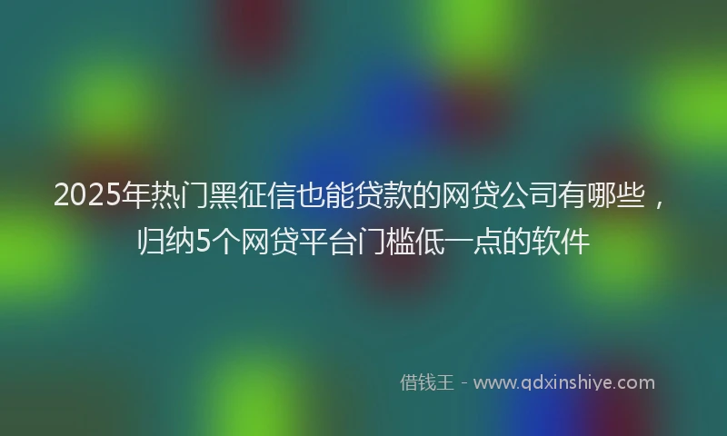 2025年热门黑征信也能贷款的网贷公司有哪些，归纳5个网贷平台门槛低一点的软件