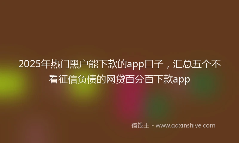 2025年热门黑户能下款的app口子，汇总五个不看征信负债的网贷百分百下款app