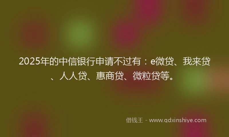 2025年的中信银行申请不过有：e微贷、我来贷、人人贷、惠商贷、微粒贷等。