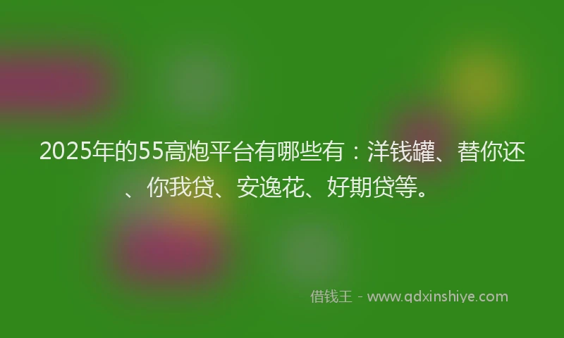 2025年的55高炮平台有哪些有：洋钱罐、替你还、你我贷、安逸花、好期贷等。