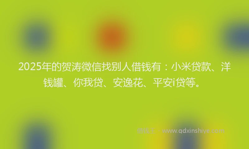 2025年的贺涛微信找别人借钱有：小米贷款、洋钱罐、你我贷、安逸花、平安i贷等。