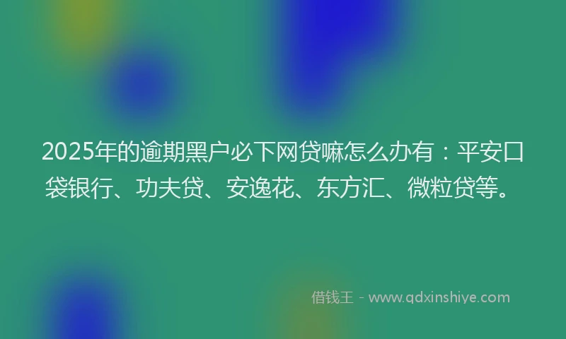 2025年的逾期黑户必下网贷嘛怎么办有：平安口袋银行、功夫贷、安逸花、东方汇、微粒贷等。