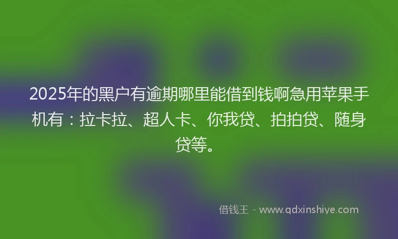 2025年的黑户有逾期哪里能借到钱啊急用苹果手机有：拉卡拉、超人卡、你我贷、拍拍贷、随身贷等。
