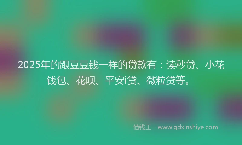2025年的跟豆豆钱一样的贷款有：读秒贷、小花钱包、花呗、平安i贷、微粒贷等。