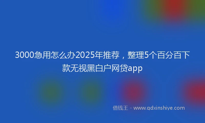 3000急用怎么办2025年推荐，整理5个百分百下款无视黑白户网贷app