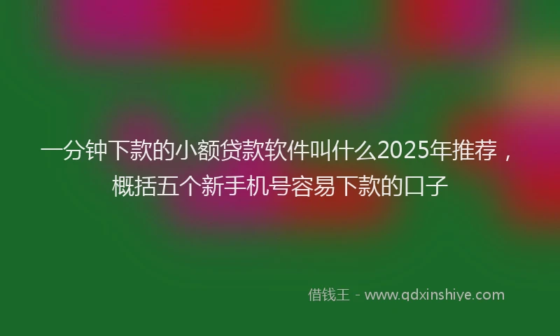 一分钟下款的小额贷款软件叫什么2025年推荐，概括五个新手机号容易下款的口子