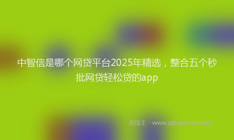 中智信是哪个网贷平台2025年精选，整合五个秒批网贷轻松贷的app